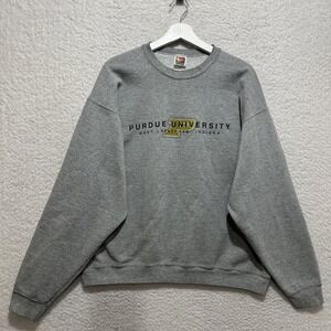 Vintage Fruit Of Loom Super Cotton Grey Crewneck Sweatshirt Purdue University XL